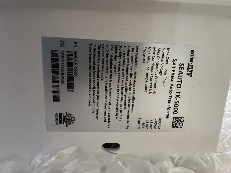 SolarEdge 5KVA Auto Transformer New Seauto-tx-5000