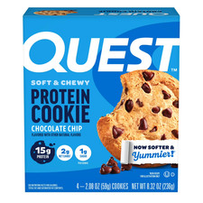 Quest Soft  Chewy Protein Cookie, High Protein, Chocolate Chip, 4 Count..