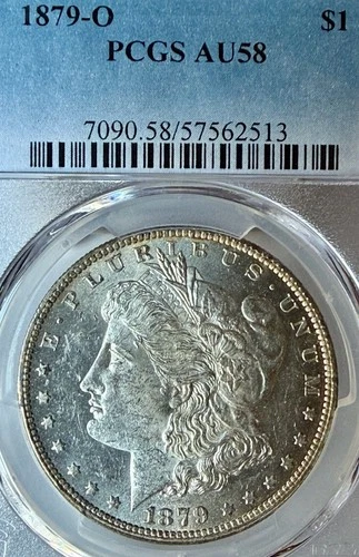 1879-O AU58 Slight Golden Rim Toning  PCGS New Orleans Mint Morgan Silver Dollar