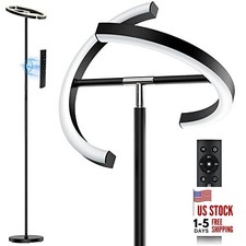 LED Floor Lamp - Rotatable Standing Lamp with Touch & Remote Control, Black