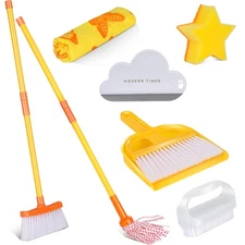 Kids Cleaning Set 8 Piece Toys Includes Mop Broom Brush Dustpan Microfiber Cloth