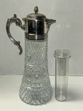 14in LEONARD Crystal Silver Plate Decanter Pi...