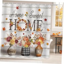 Fall Pumpkin Shower Curtain,Autumn Thanksgiving Shower Curtain,Maple Leaf