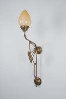 Wandlampe Wohnzimmer Messing Glas Elfenbein Blendarm H:86 Cm Wandleuchte E27