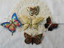 Vintage Butterfly Brooch LOT Five Butterflies Colorful Enamel
