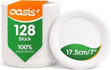 7 Inch 128 Pack Compostable Disposable Paper Plates, Heavy Duty Sugarcane Bag...