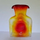 Blenko Glass Water Pitcher Carafe  384 Tangerine Double Spout Handblown 8”