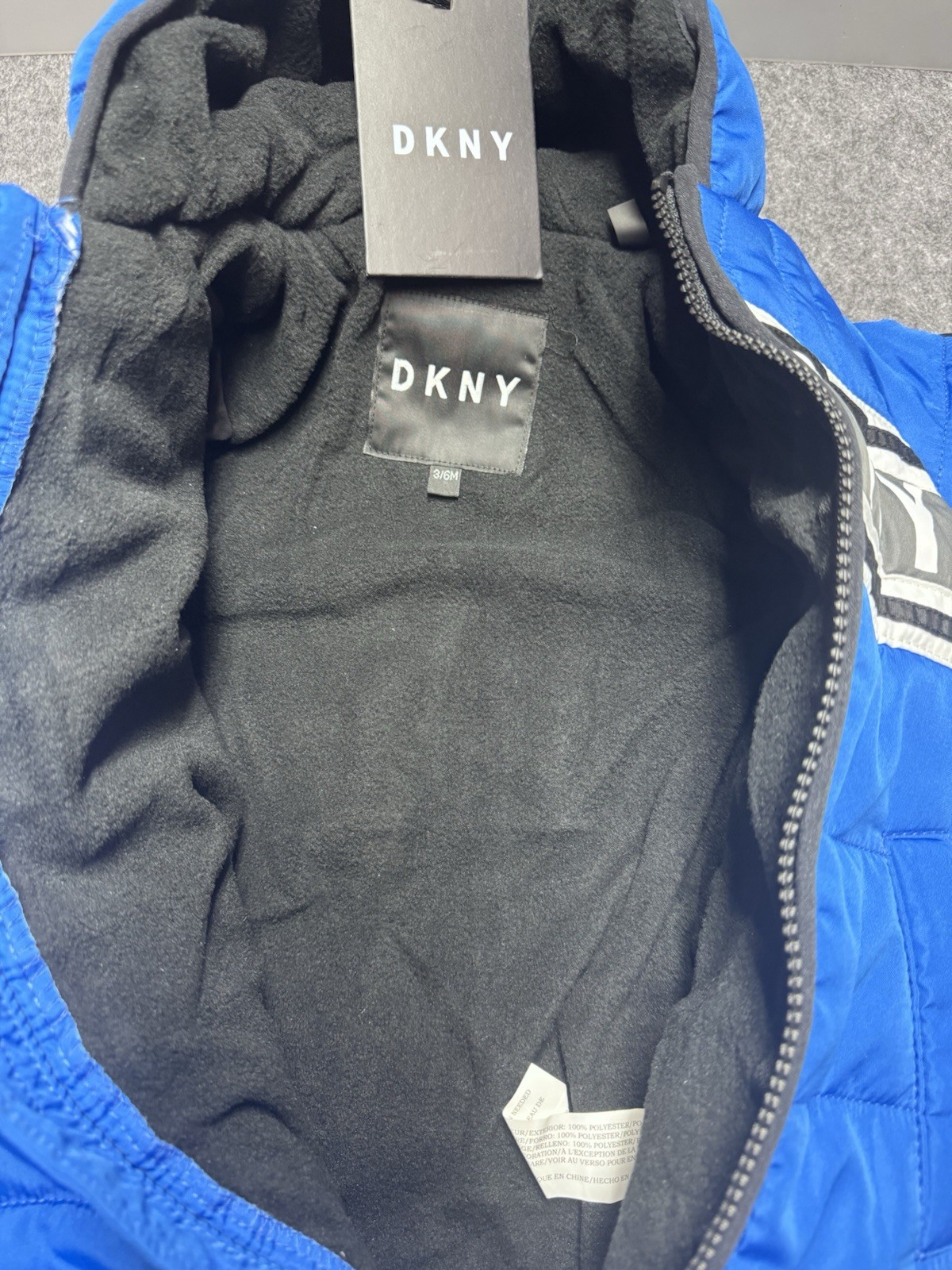 DKNY Baby Boy One Piece Puffer Coat Jacket Snowsuit 3-6Month image 3