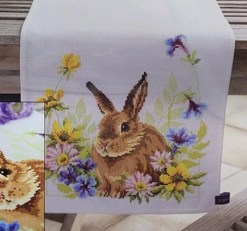 Vervaco Gezählt Kreuzstich Tischläufer Tischdecke Hase/Hase Blumen 12"x33"
