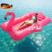 Aufblasbare Sonnenliege Flamingo Mit GeträNkehalter FüR Strand Pool Garten