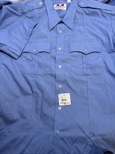 Flying Cross Mens Uniform Shirt Short Sleeve Marine Blue 17.5 NWT Cotton Blend