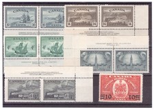 Timbres Canada anciens avec bord de feuille imprimé neufs 