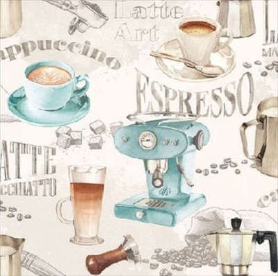 Decoupage Art Craft Cocktail Napkin, Barista Cream, Coffee, Latte, Espresso