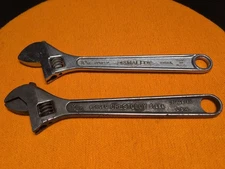 Two 10" Adjustable Wrenches (Diamond and Crestoloy) Made USA