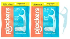 300 Count Cool Mint Plackers Twin-Line Dental Floss Tooth Picks Oral Flossers