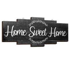Jetec Home Sweet Sign, Rustic Wood Room Wall 15.7"L x 6.3"W, Black 