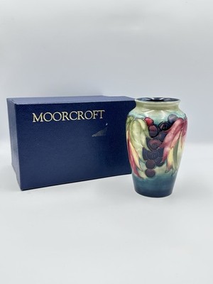 Boxed Vintage William Moorcroft Leaf and Berry Vase