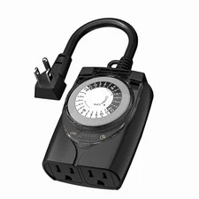 HBN Outdoor Timer Outlet Waterproof, 24 Hour Mechanical Light Timers for