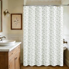 Floral Extra Long Shower Curtain Waterproof Peony Green 72x84