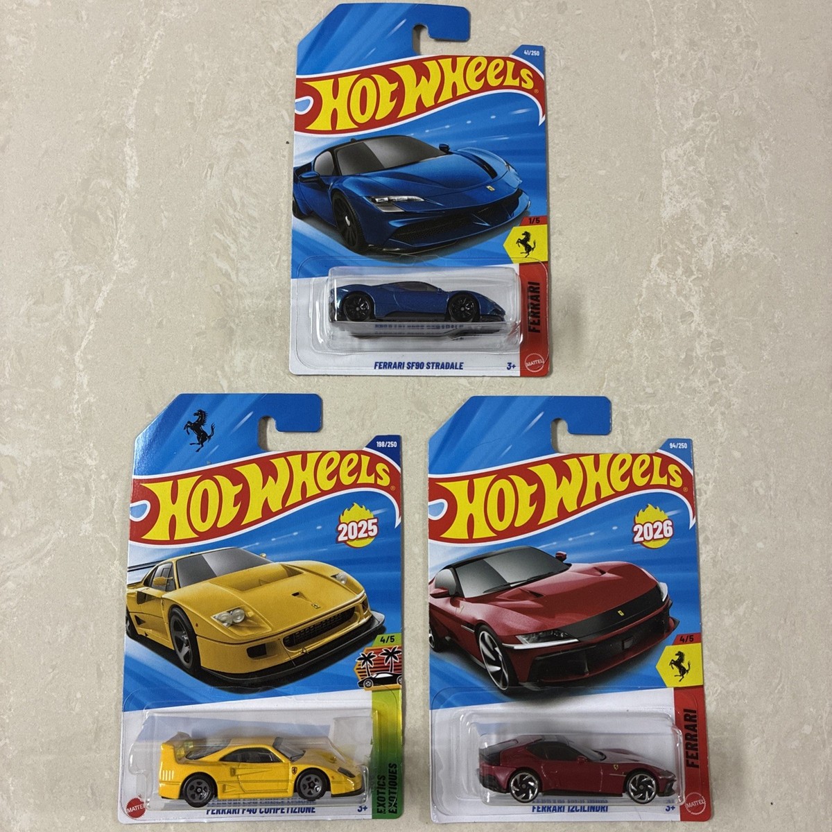 Hot Wheels Lot: Ferrari F40 Competizione, SF90 Stradale