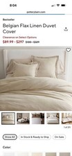 Pottery Barn BELGIAN FLAX LINEN Duvet KING/CAL.KING  2 Standard Shams Flax
