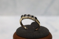 9ct Yellow Gold Sapphire & Diamond Half Eternity Ring - Size N½ - UK Hallmark