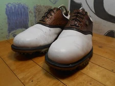 FootJoy Dry Joys White & Brown Leather Saddle Golf Shoes Men's 13M #53612