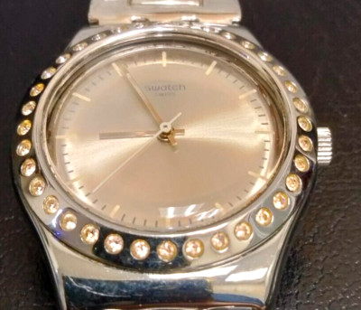 swatch irony SS watch women AG2012 Swiss made V8 Crystal Accent WR