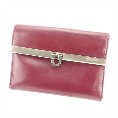 Salvatore Ferragamo Wallet Purse Ganchini Red Silver Woman