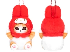 New Sanrio My Melody Red Mofusand Plush Keychain Small Bag Cat Holder Toy Purse