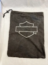 Vintage Harley Davidson Motorcycles Drawstring Cloth Bag Black Logo Biker 18x14"