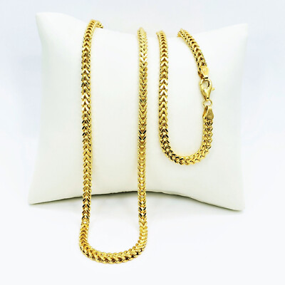 Genuine 22K Gold Italian Franco Chain Necklace Hollow 3mm