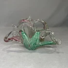 MURANO VENETIAN HAND BLOWN ART GLASS BLUE PINK GREEN NAPKIN LETTER HOLDER
