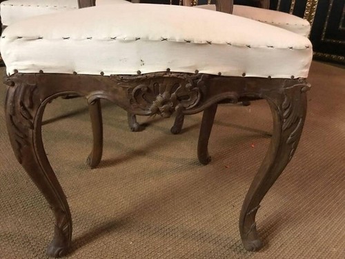 Q' Trois Original Antique Barockstühle 1740 Massif Noyer Sculpté à la Main - Photo 7 sur 10