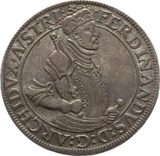 Roman German Empire House of Habsburg Archduke Ferdinand Thaler No Year Hall