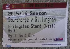 2015-16 Scunthorpe United v Gillingham -  League One - Used Ticket stub