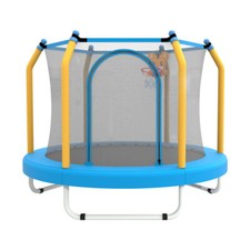 55" Trampoline for Kids Indoor Outdoor, Toddler Trampoline with Basketball Hoop