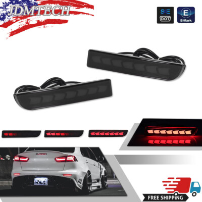 For Mitsubishi Lancer Evo Smoked Rear Tail LED w/Sequential Turn Signal Light 2X