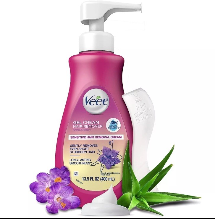 Veet Gel Hair Remover Cream For Legs And Body Sensitive Formula 13.5 Fl Oz