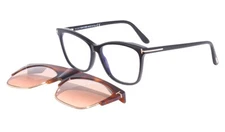 NWT Tom Ford FT 5690-B 001Black Plastic Sunglasses Peach Clip on 55 MM TF 5690B