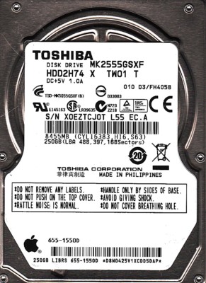 FOR DATA RECOVERY Toshiba MK2555GSXF HDD2H74 X TW01 T SATA BAD SECTOR 6822