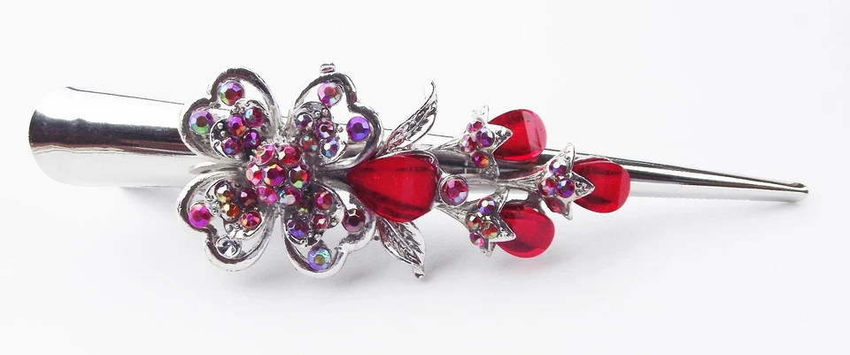 ВДОХНОВЛЕННЫЙ ДИЗАЙНЕРОМ СИНИЙ КРАСНЫЙ ИЛИ ЧЕРНЫЙ КРИСТАЛЛ АКРИЛОВОЕ СЕРЕБРО ЗАКОЛКА КОГОТЬ НОВЫЙ - Изображение 4 из 4