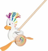 Schiebetier Ente Lou Regenbogen Watschelente Schiebeente Lauflernhilfe Holz Neu