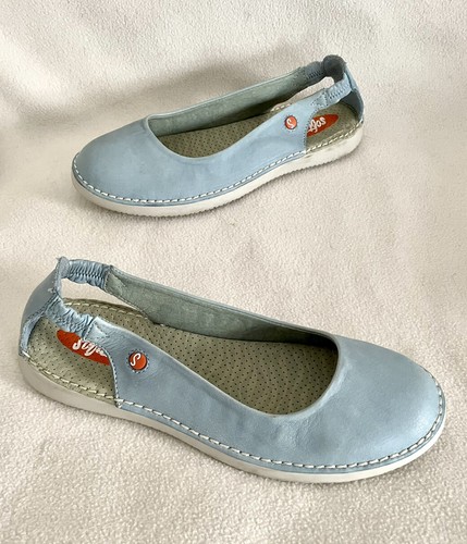 Fly London Softinos Ballet Flats Sky Blue Leather Comfort sz 37 - Picture 5 of 6