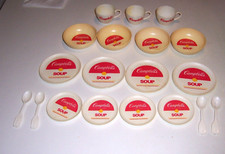 Vintage Campbells Soup Co. Childs Plastic Play Plates, Cups, Saucers and Bowls