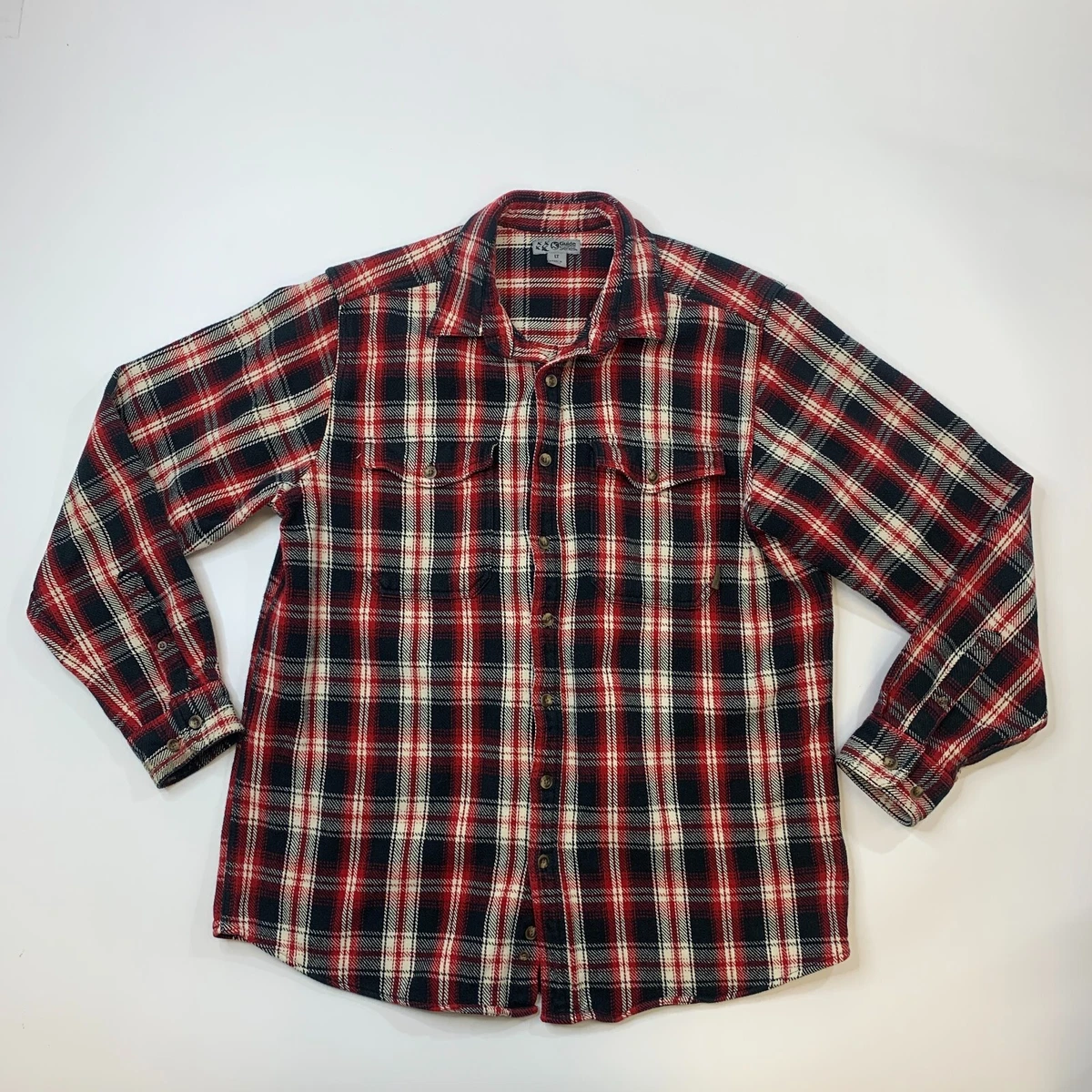 Guide Series Flannel Shirt Mens LT Large Tall Red Plaid Long Sleeve 100 Cotton