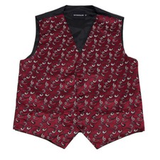 Men's Burgundy Pattern Tuxedo Vest Formals Weddings Proms Fashion Waistcoat