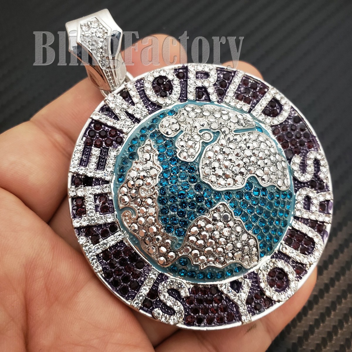 Hip Hop THE WORLD IS YOURS Pendant & 18 Iced Box Lock Cuban