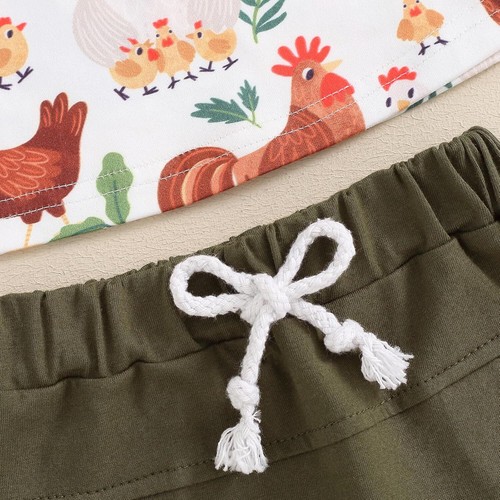 Toddler Baby Boy Summer Clothes Outfits Sleeveless T-Shirt Farm Print Shorts Set - Picture 11 of 14