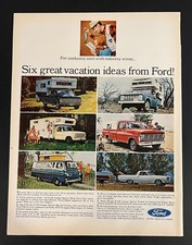 Ford 1967 Life Magazine Print Ad 13x11 “Vacation Ideas” Van Pickup Truck Travel